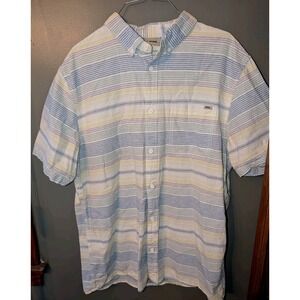 Vans Men's SS Button Down Skater Cotton Shirt Striped Size XL Yellow Blue Purple